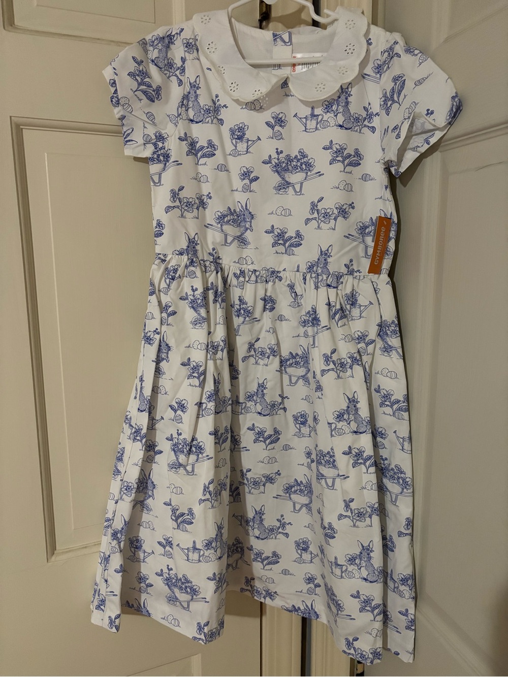 Gymboree Girls' White and Blue Floral Collared Dress NWT